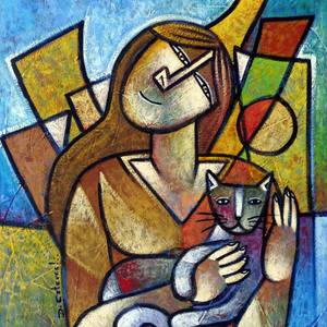 Ela e o gato / She and the cat