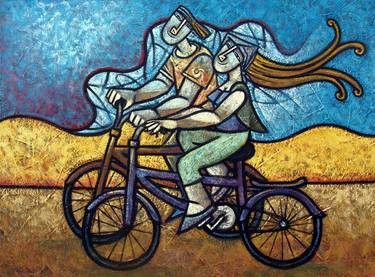 Original Cubism Bicycle Paintings by Dennis Esteves