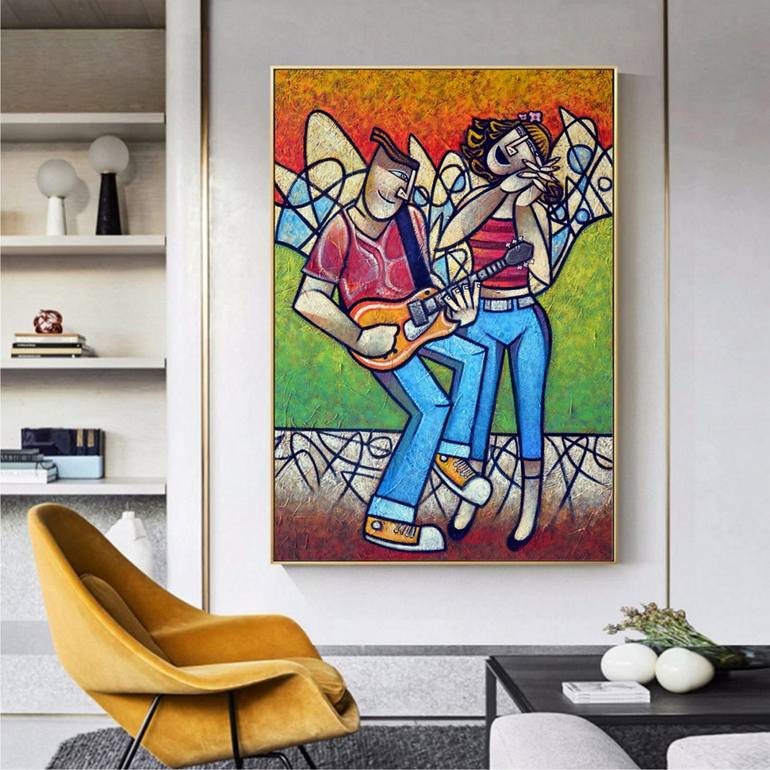 Original Cubism Performing Arts Painting by Dennis Esteves