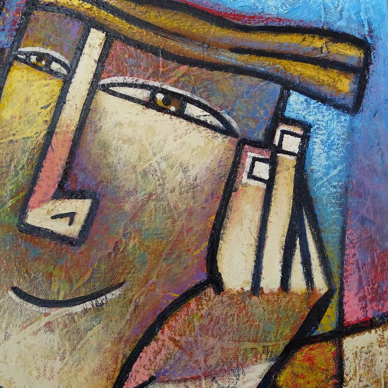 Original Cubism Men Painting by Dennis Esteves