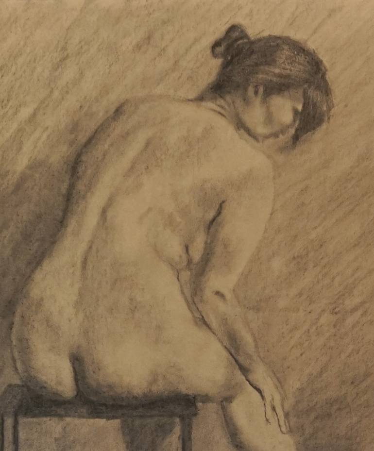 Original Fine Art Nude Drawing by Anny Chong