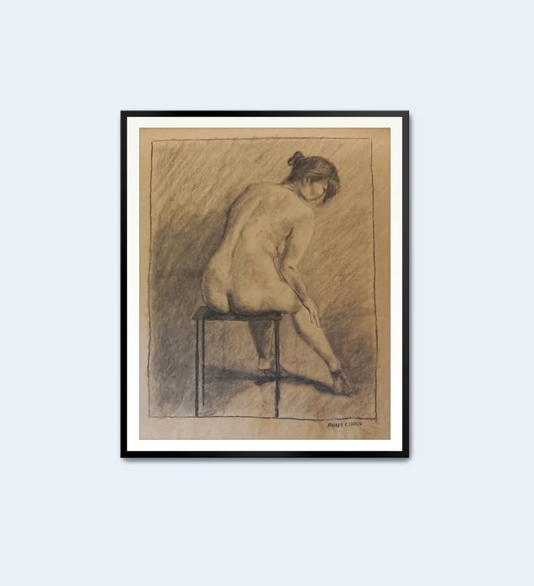 Original Fine Art Nude Drawing by Anny Chong