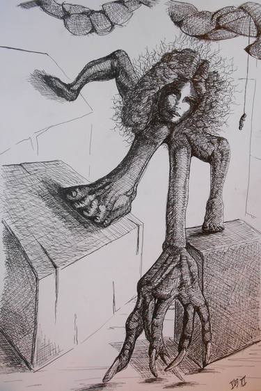 Original Surrealism Mortality Drawings by De Yos