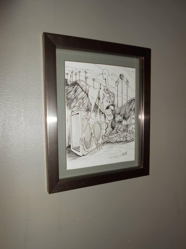 Original Abstract Expressionism Fantasy Drawing by De Yos