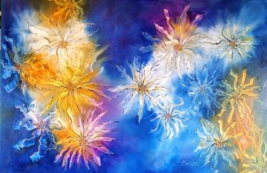 Original Abstract Expressionism Floral Paintings by Connie Reid-Pinzón