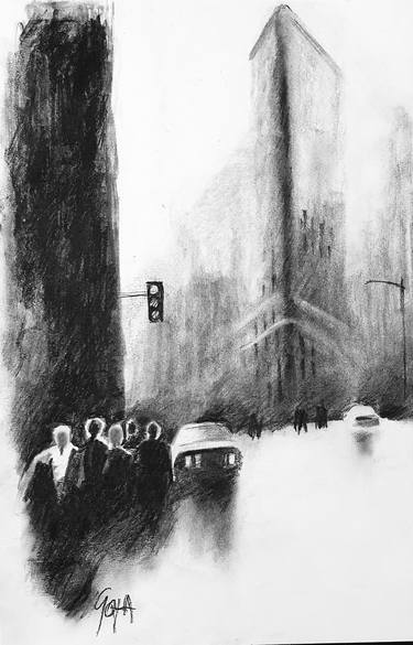 Original Expressionism Cities Drawing by Nicolas GOIA