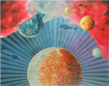 Original Abstract Outer Space Paintings by Hajo Hoerndlein