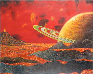 Original Abstract Outer Space Paintings by Hajo Hoerndlein