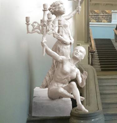 Sculptures with the candlestick on the stairs thumb
