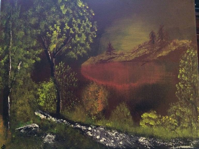 Sunset Pond Painting By Holly Crow Saatchi Art