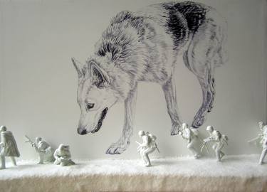 The Wolf's House (detail) 2012, black Biro drawing and mixed media thumb