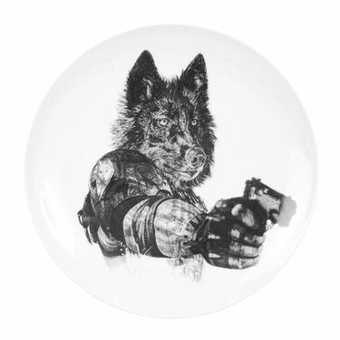 Revenge | Wolves 2013, In Homage to the Last Great Carnivores of Eurasia Series, limited edition fine English china coupe plate thumb