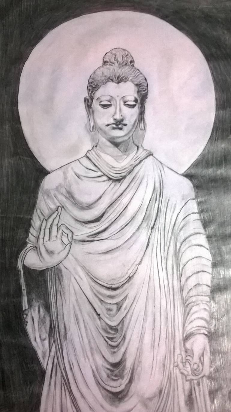 The Statue of The Buddha Drawing by Prashant Kamble | Saatchi Art