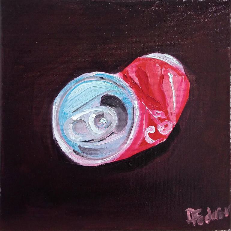 Still life with a crushed cola can Painting by Dmitriy Fedorov ...
