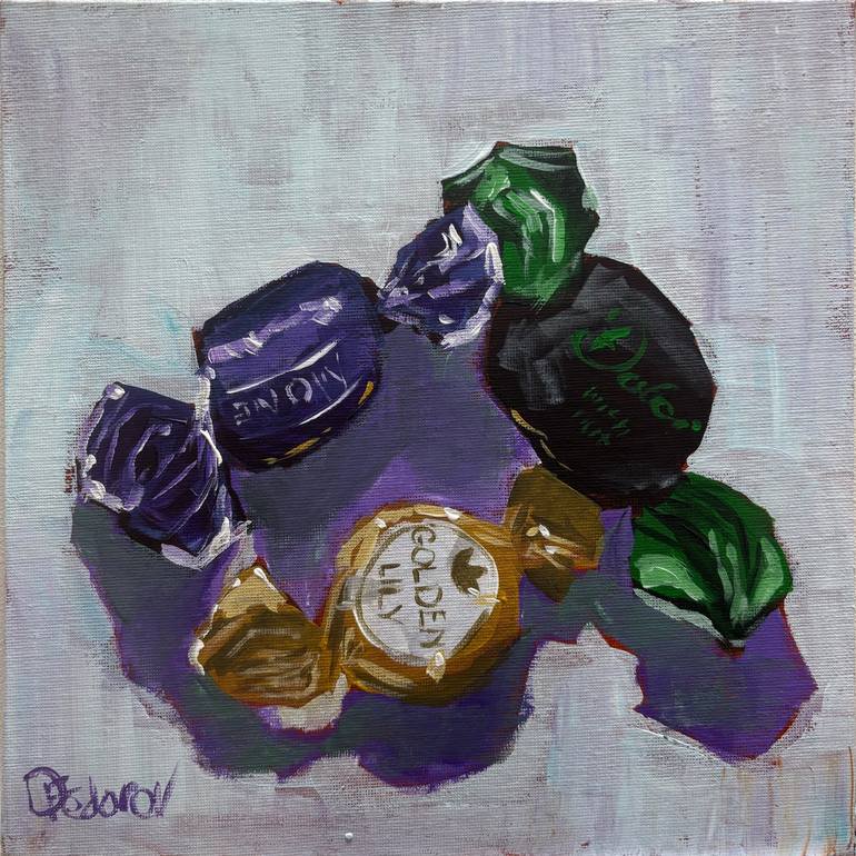 Still life with three candies Painting by Dmitriy Fedorov | Saatchi Art