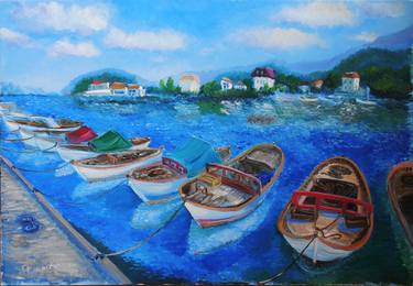 Print of Impressionism Boat Paintings by Dmitriy Fedorov