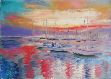 Print of Impressionism Yacht Paintings by Dmitriy Fedorov
