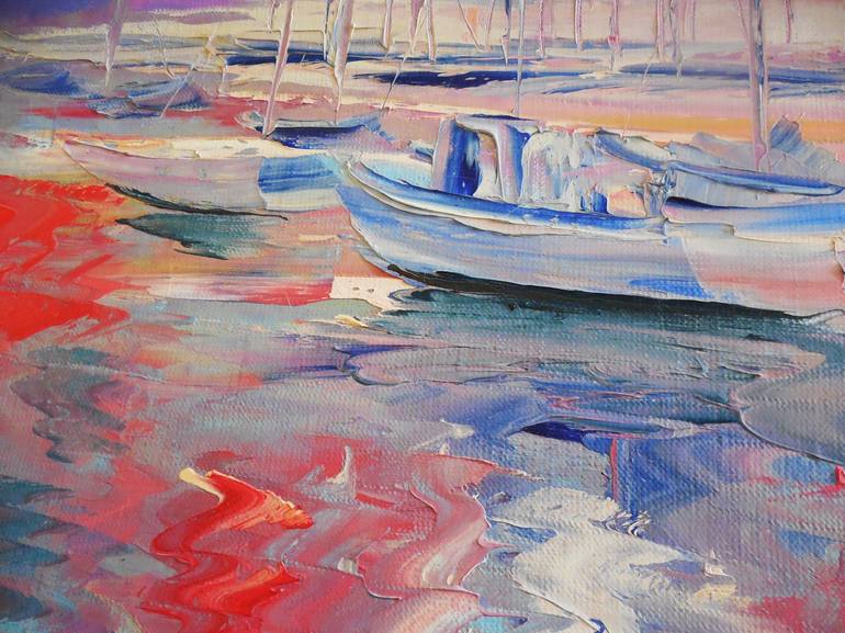 Original Impressionism Yacht Painting by Dmitriy Fedorov