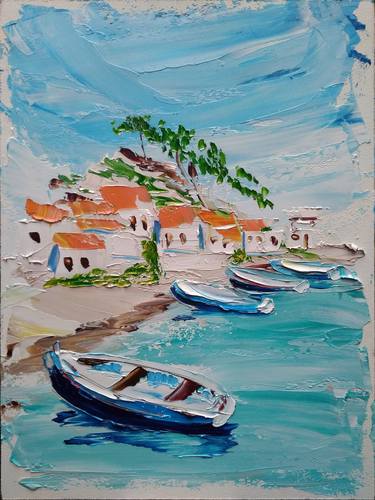 Print of Impressionism Boat Paintings by Dmitriy Fedorov