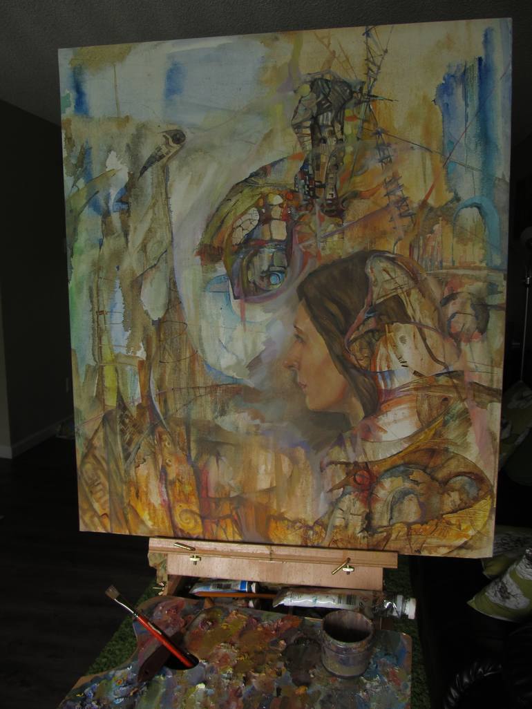 Original Abstract Portrait Painting by Siarhei Yasaukin