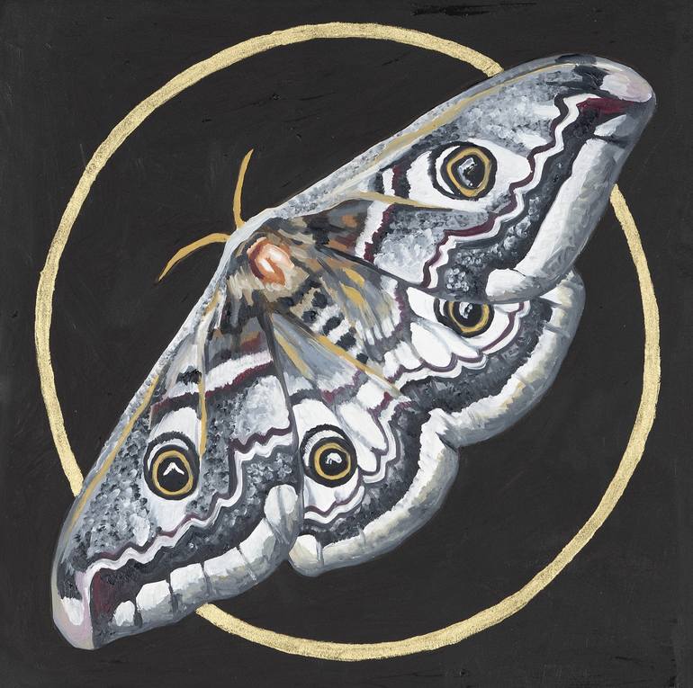 Moth on Brown Painting by Jamie Lynn Nuzbach | Saatchi Art