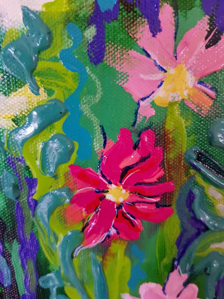 Original Abstract Expressionism Floral Painting by Tea Ercoles