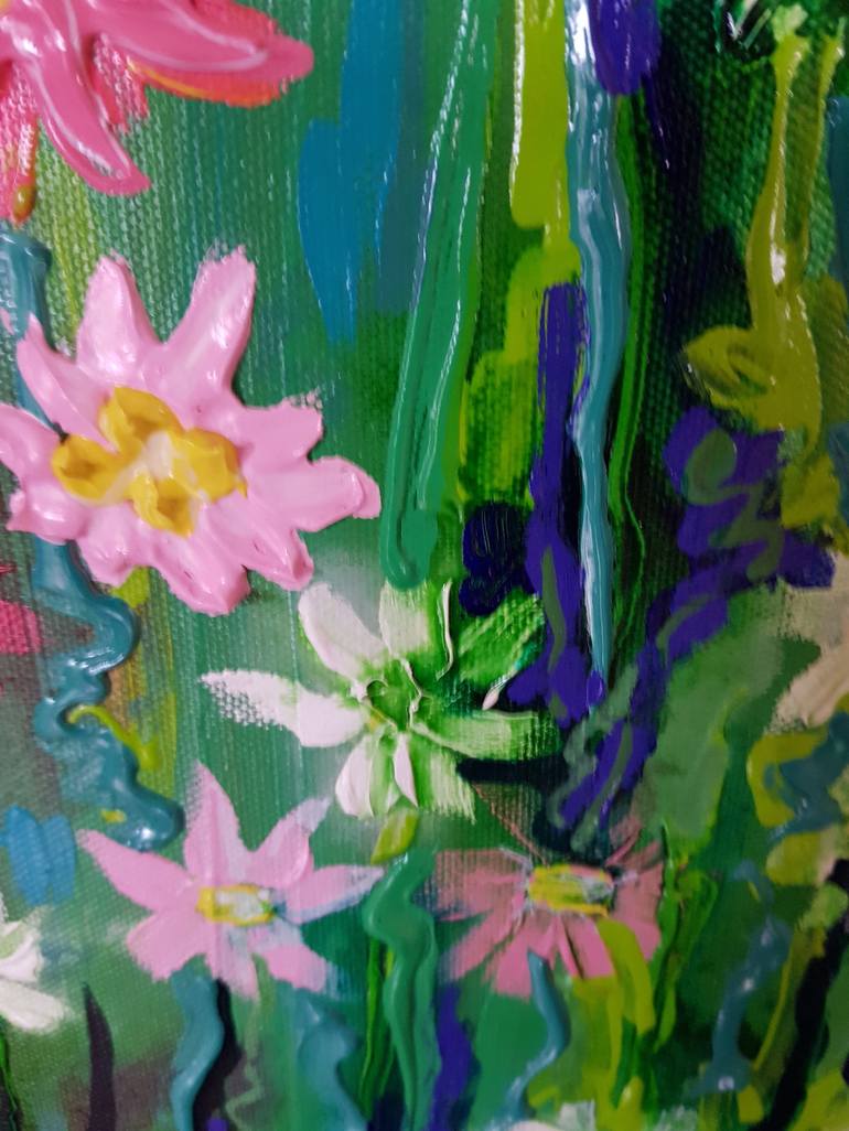 Original Abstract Expressionism Floral Painting by Tea Ercoles