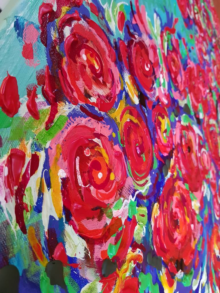 Original Abstract Expressionism Floral Painting by Tea Ercoles