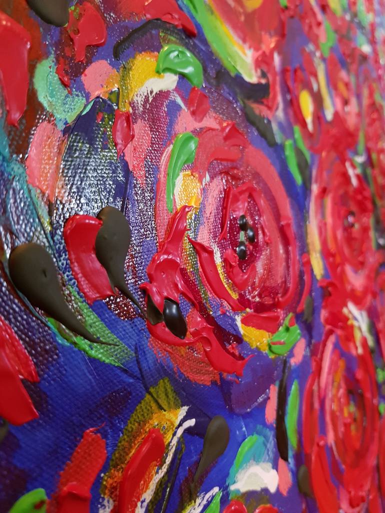 Original Abstract Expressionism Floral Painting by Tea Ercoles