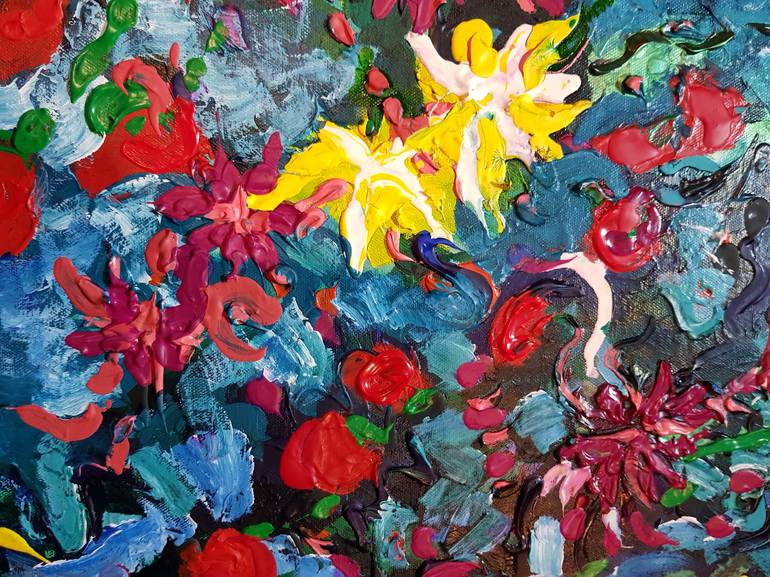 Original Abstract Expressionism Floral Painting by Tea Ercoles