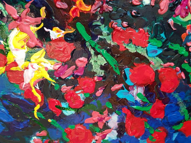 Original Abstract Expressionism Floral Painting by Tea Ercoles