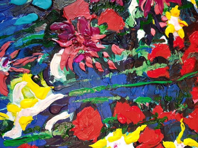 Original Abstract Expressionism Floral Painting by Tea Ercoles