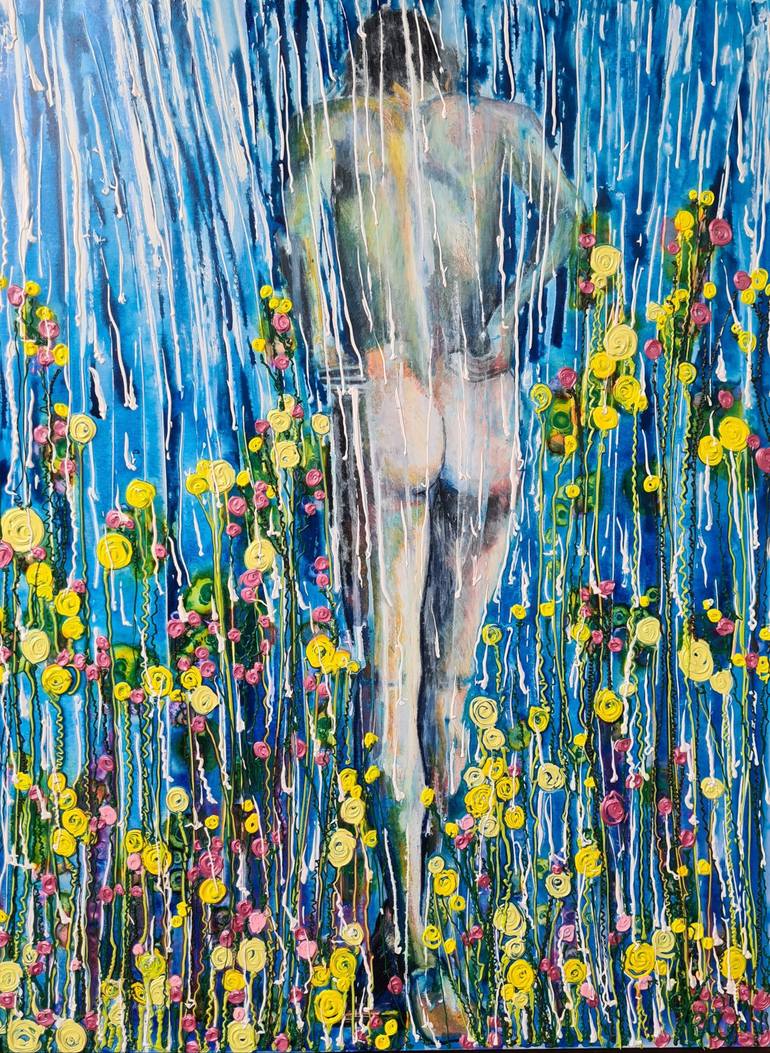 Naked Rain Painting by Tea Ercoles | Saatchi Art