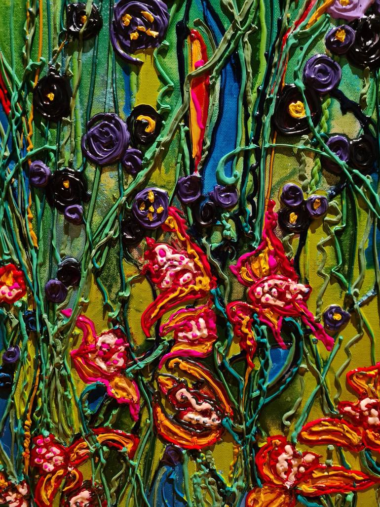 Original Expressionism Floral Painting by Tea Ercoles