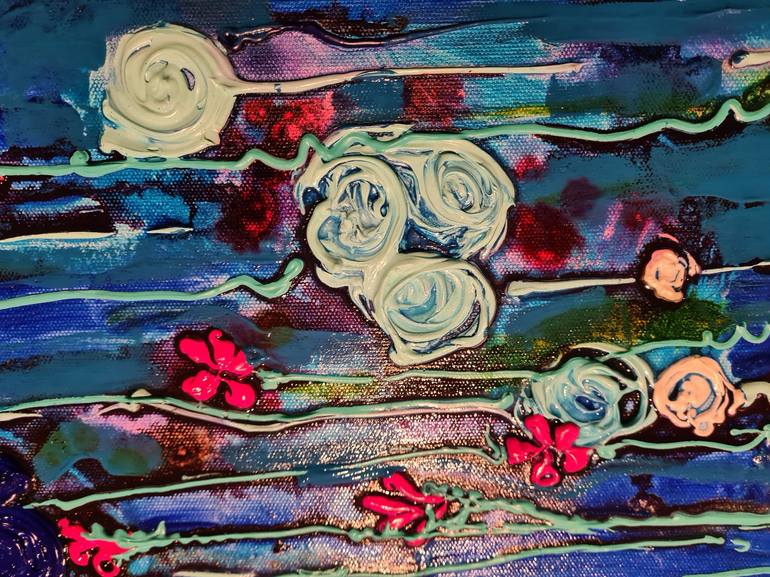 Original Abstract Expressionism Floral Painting by Tea Ercoles