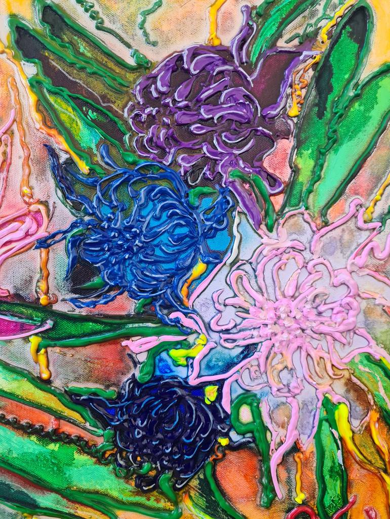 Original Expressionism Floral Painting by Tea Ercoles