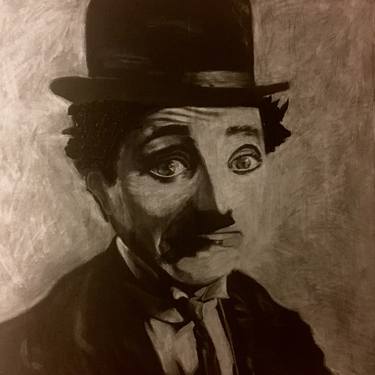 Charlie Chaplin - charcoal and acrylic on canvas thumb