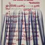 "The sound of Silence" writed with blue thread on the music sheet of the song.