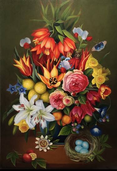 Original Floral Painting by Khalida Shayakhmetova