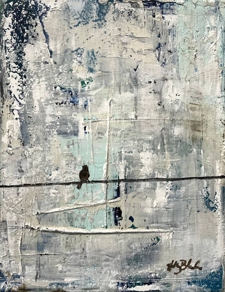 Original Abstract Painting by Holly Blanton  Abstract Art on Canvas  Bird Sitting on a Wire 23