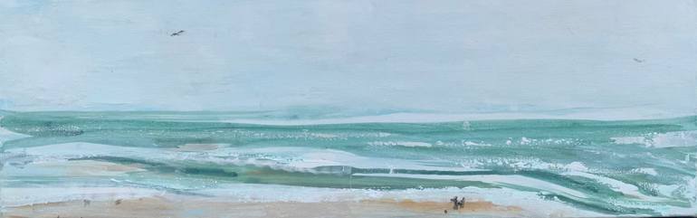 Original Beach Painting by Holly Blanton  Contemporary Art on Canvas  Dog at the Beach