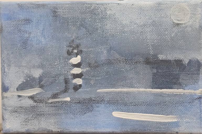 Original Seascape Painting by Holly Blanton  Abstract Expressionism Art on Canvas  Lighthouse in the Mist