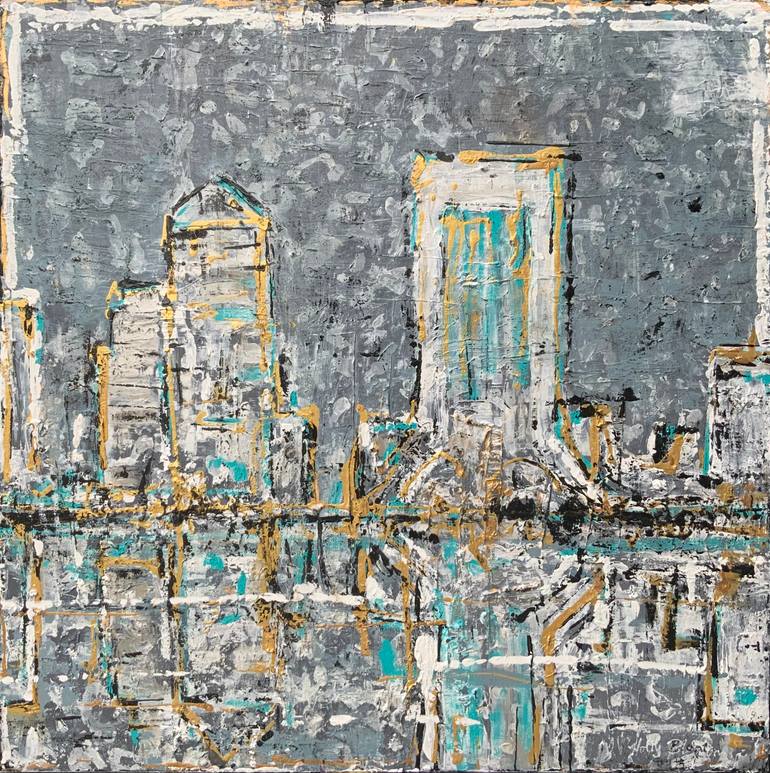 Original Architecture Painting by Holly Blanton  Contemporary Art on Canvas  Jacksonville Jaguar Country