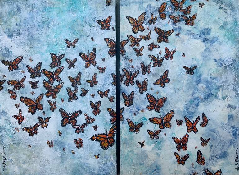Original Animal Painting by Holly Blanton  Contemporary Art on Canvas  Monarchs in Flight