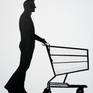 The classic image of human evolution used almost everywhere with the most bizarre replacements.In my case I represented the modern man with a shopping cart in order to show how much we have evolved... so evolved that we are only interested in buying.