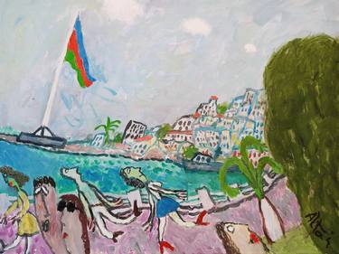 Landscape with the new flag. Baku thumb