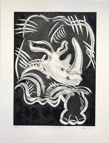 Original Expressionism Animal Printmaking by Roberta Jean Smith