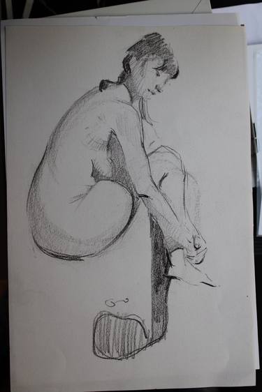 Original Nude Drawing by Olha Hovtvian