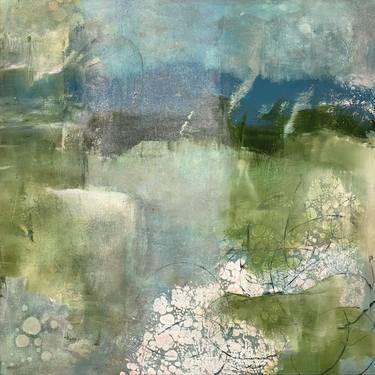 From the thicket, contemporary landscape, blue, green, 2020, Acrylic on canvas, 36 x 36 inches thumb