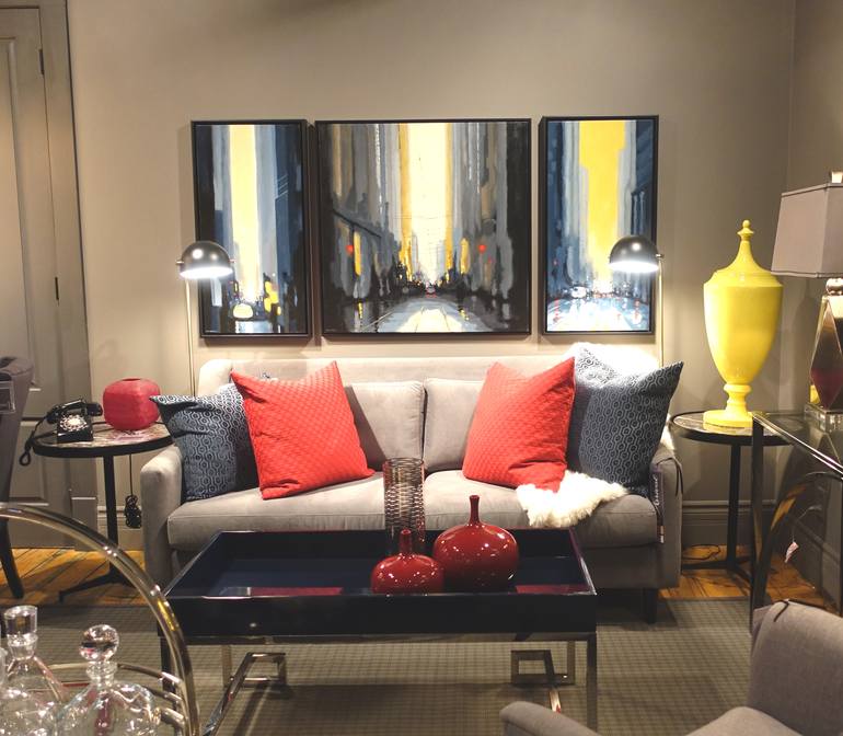 Original Illustration Cities Painting by Rita Vindedzis